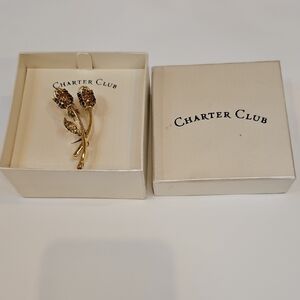 Charter Club Gold Floral Brooch